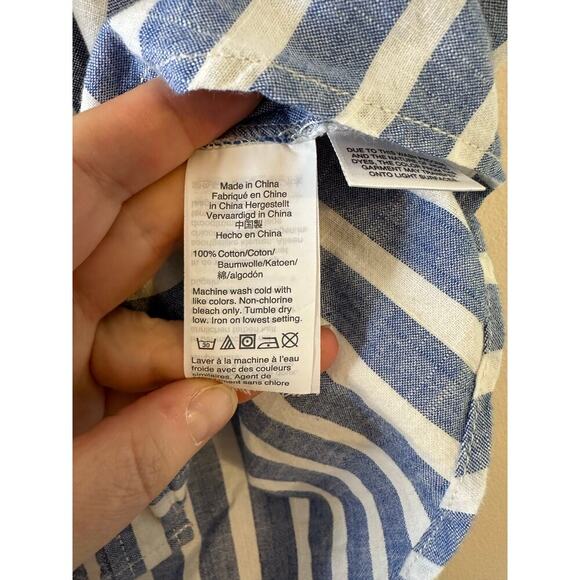 Madewell Womens Cotton Cropped Short Sleeve Button Down Coastal Capsule Small - Picture 8 of 8